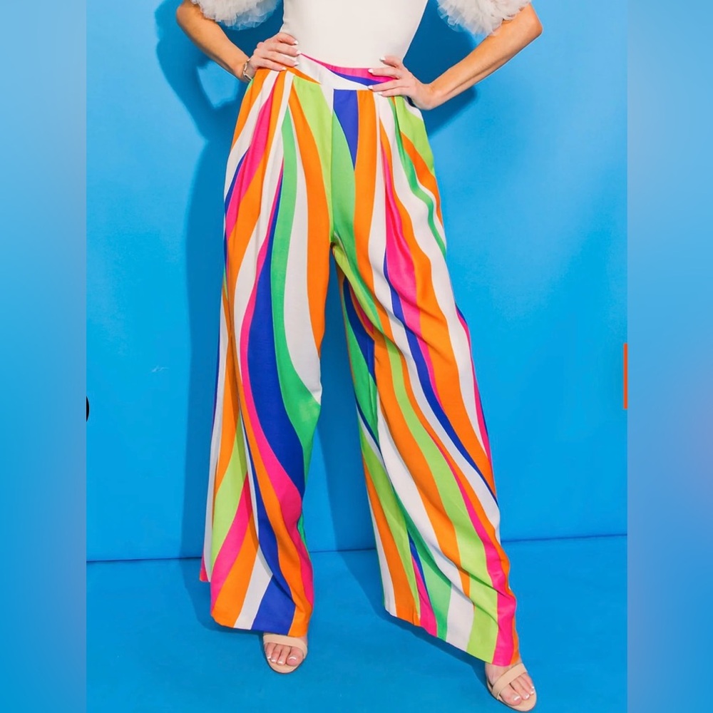 NWOT Flying Tomato Sing a Song Woven multicolor Striped Pants size L